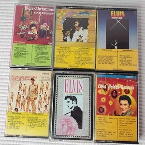 6 Elvis Presley Cassette Tapes Lot Vintage Rock n Roll Moody Blue Christmas